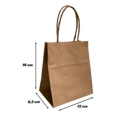 Imagem de 100 Mini Sacolas Papel Kraft Presente Lembrancinhas 12x8,5x1 - Congrat