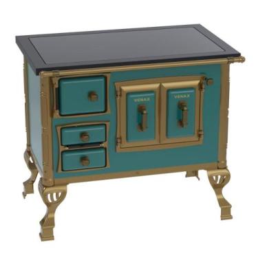 Imagem de Fogao a Lenha Venax GII n 1 Colonial Premium Turquesa, SAIDA DIREITA