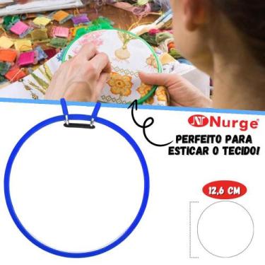 Imagem de Bastidor de Metal 12,6cm Para Bordado Nurge Azul