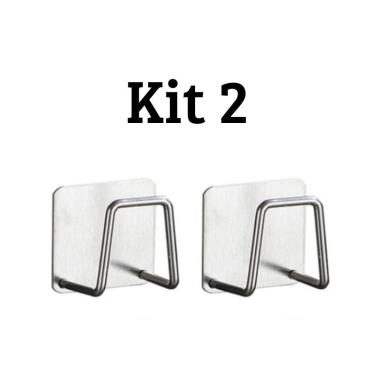 Imagem de Suporte Porta Esponja Kit 2 Unidades para Bucha de Pia em Aço Inox 304 sem Furos com Ad...