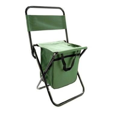 Imagem de Cadeira de Camping Banqueta Dobrável Multiuso com Encosto Bolsa Organizadora Compacta P...