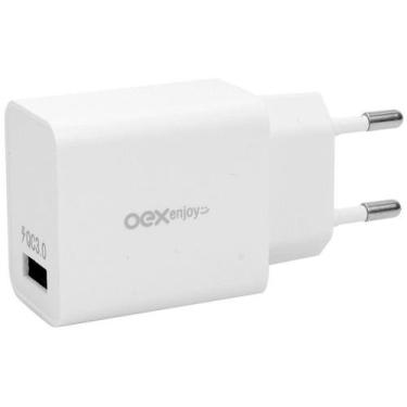 Imagem de Carregador de Tomada Turbo 18W USB OEX CG202, Branco, Bivolt