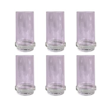 Imagem de Conjunto 6 Copos em Vidro Rosa com Base em Cristal 520ml BJ0038 BTC