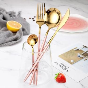Imagem de Conjunto De Talheres Slim Com 4 Peças - Aço Inoxidável, Rosa-Dourado