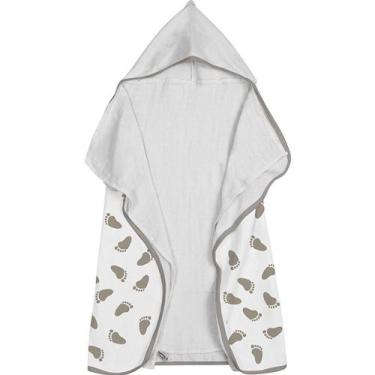Imagem de Toalha Baby C/ Capuz Tecebem Estampada C/ Fralda Mia Branco