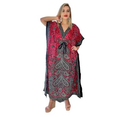 Imagem de Vestido Kaftan Indiano Longo Estampado Plus Size - Cod. 18020 - ALÉCI 