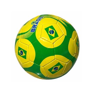 Imagem de Kit 2 Bolas de Futebol Brasil Tamanho Padrão para Campo com Costuras Reforçadas Verde e Amarela