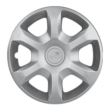 Imagem de Calota Automotiva Sandero Megane Logan 2014 2015 Aro 15 Prata Jogo com 4 Peças Grid Cal...
