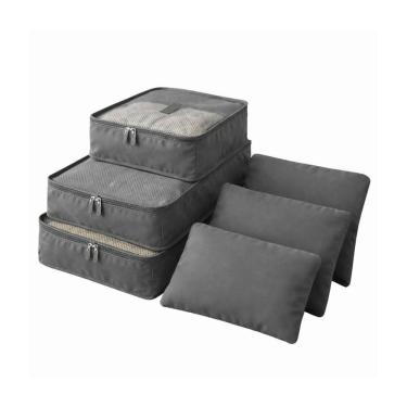 Imagem de Kit 12 Organizadores para Mala de Viagem Tamanhos Variados Cinza com Zíper Reforçado