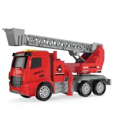 Imagem de Caminhão de Bombeiro de Brinquedo com Fricção City Truck com Luz e Som Escada 360 graus  Yes Toys