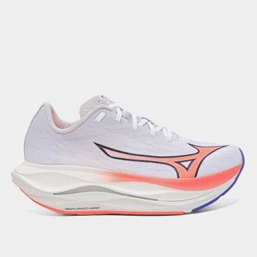 Imagem de Tênis Mizuno Wave Rebellion Flash 3 Feminino, Branco, Laranja, 36