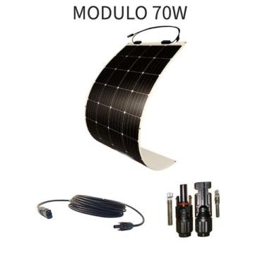 Imagem de Kit Placa Solar Monocristalino Flexível 70w + 6m cabo - ENSOUL