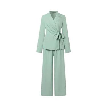 Imagem de Conjunto Feminino Elegante De Blazer E Calça Para Escritório, Com Cint