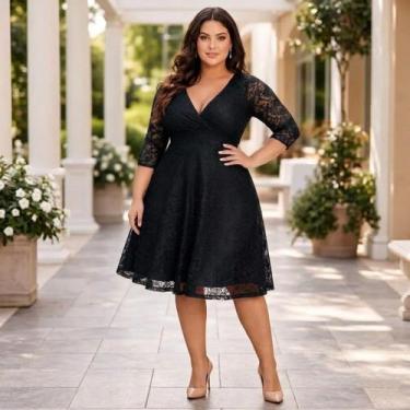 Imagem de Vestido Plus Size 78 Madrinha Renda Festa Formatura Batizado - Bella F