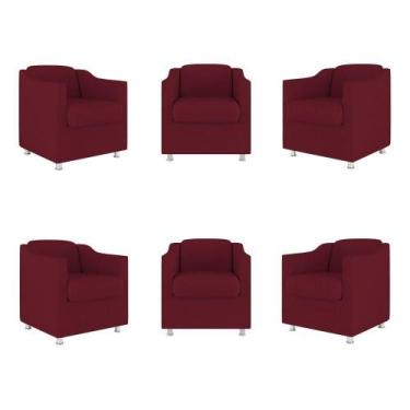 Imagem de Kit 6 Poltronas Tilla Para Consultório E Recepção Suede Marsala Balaqu