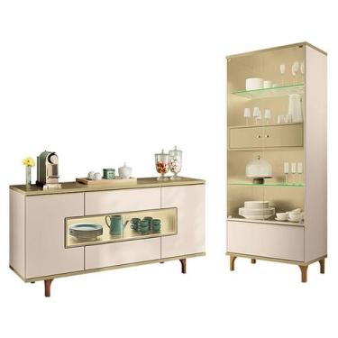 Imagem de Cristaleira Lumina Off White Champanhe com Buffet Murano Off White Cha