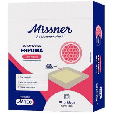Imagem de Curativo Espuma Absorvente Borda Silicone 10x10cm - unidade - Missner