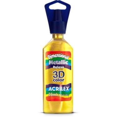 Imagem de Tinta Relevo Dimensional Metálica Ouro 35ML - Pacote com 06 Unidades -