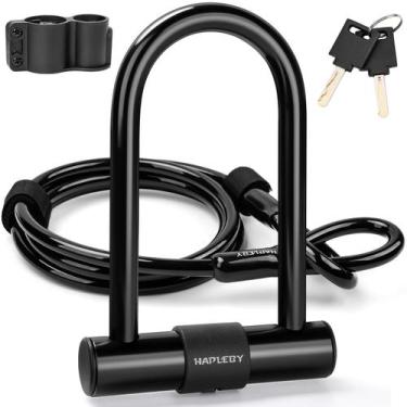 Imagem de Cadeado U para bicicleta Hapleby com cabo de aço de 1,8 m e 14 mm de e