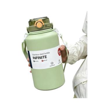 Imagem de Garrafa Térmica Grande De Aço Inoxidável 800ml 2000ml Com Alça E Canud