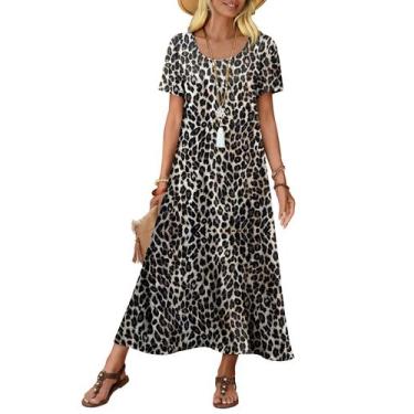 Imagem de Vestido OFEEFAN Plus Size Estampa de Onça em Linho Maxi XL - OFEFAN