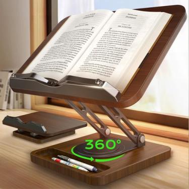 Imagem de Suporte para Livros LOXP Ajustável com Rotação de 360 e Espaço para Ca