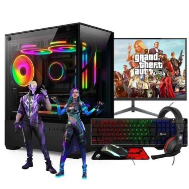 Imagem de Computador Gamer Estudos Jogos Completo Monitor Teclado Mouse Headset 