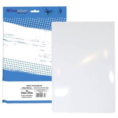 Imagem de Papel Fotográfico A4 150g Glossy Branco Brilhante Ninestar Pacote com 