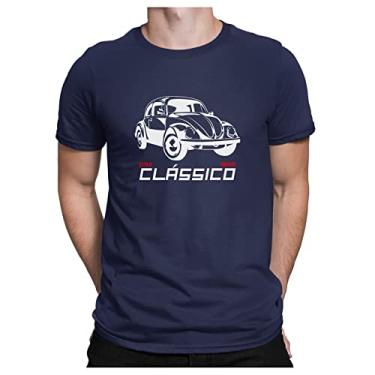 Imagem de Camiseta Fusca Clássico Estilo Vintage - Carro Antigo - Camisa Divertida e Engraçada (XG, Azul Escuro)