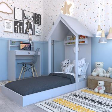 Imagem de Conjunto de Cama com Escrivaninha KitCubos Cinza Cristal