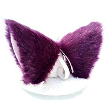 Imagem de Sheicon, orelhas de raposa, orelhas de gato, clipe de cabelo, cabeça de anime para cosplay, fantasia de Halloween, Roxa, One Size