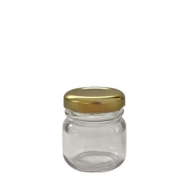 Imagem de Pote De Vidro 40 Ml Com Tampa Metálica Ouro - Kit Com 25 Un