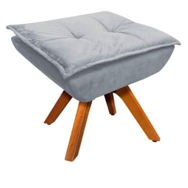 Imagem de Puff Decorativo Sala de Estar Base Giratória Giromad Opla Suede Cinza - Ibiza