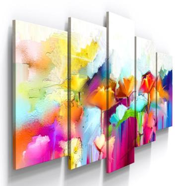 Imagem de Quadros Decorativos Abstrato Colorido Sala Quarto 