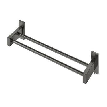 Imagem de Porta Toalha Bastão Duplo Square Grafite Escovado 00641870