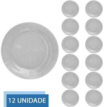 Imagem de 12 Pratos Redondos Raso 23cm Acqua Refeição Transparente