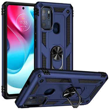 Imagem de Caso de capa de telefone de proteção Para Motorola Moto G60S Case Telefone celular com estojo de suporte de anel magnético, proteção à prova de choque pesada para Motorola Moto G60s (Color : Blue)