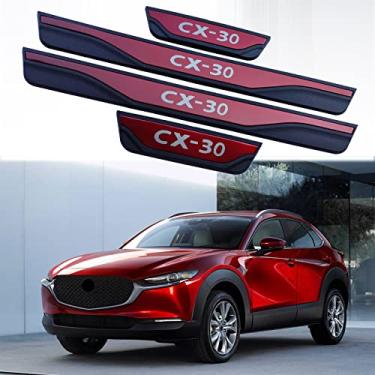 Imagem de GZBFTDH Proteção de Peitoril Soleira da Porta, para Mazda Cx30 CX 30 CX-30 2020-2022 Carro Acessórios, Aço Inoxidável Kick Plate Guard de Pedal de Limiar Protetor, Peças para Automóveis