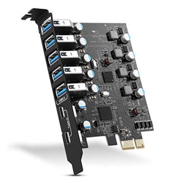 Imagem de PIC-E 7-Port USB 3.0 Adaptador de Cartão de Expansão Interna com o Tipo C (2), Tipo A (5 USB 3.0 Adaptador de Cartão de Controlador de Hub Windows PC Desktops para Windows Mac Linux