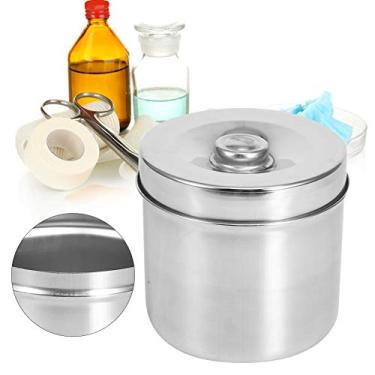 Imagem de Frasco de aço inoxidável, caixa de algodão recipiente de gaze de iodóforo, frasco de pomada de aço para molho tampa de molho garrafas de reagente suprimentos dentários (cilindro de gaze de 12 cm)