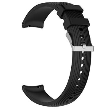 Imagem de AWADUO Pulseira de silicone de substituição de 20 mm com faixa reta para Samsung Galaxy Watch Active (40 mm) / Samsung Galaxy Watch 42 mm / Samsung Gear Sport -R600 (silicone preto)