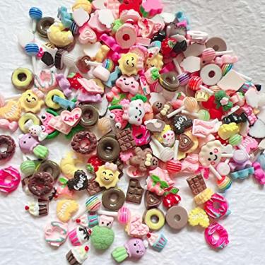 Imagem de 140PCS Nail Art Mixed Resin Decoration Fruit Donut Candy Chocolate Cartoon Shapes Randomly Mixed in one Bag DIY Craft Deco Mini House DIY Deco10301