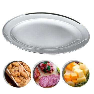 Imagem de Travessa Inox Oval Rasa 45cm Cozinha Porção Salada Arroz Bares - Arcan