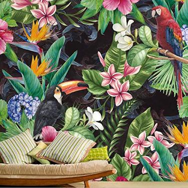 Imagem de Mural de fotos de folha de papagaio tropical 3D personalizado papel de parede sala de estar restaurante café bar pano de fundo pintura de parede afrescos 250 cm (C) × 175 cm (A)