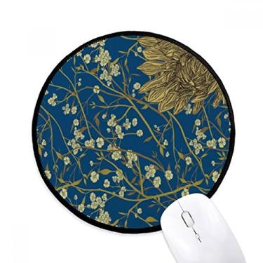 Imagem de DIYthinker Mouse pad de crisântemo pintado à mão para mesa escritório tapete redondo para computador