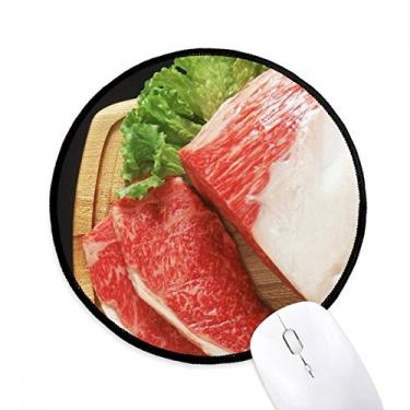 Imagem de DIYthinker Tapete de rato textura de comida de carne crua perna de cordeiro desktop escritório tapete redondo para computador