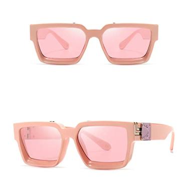 Imagem de Óculos de sol elegantes com espelho quadrado branco feminino, designer de moda, óculos de sol superdimensionados para senhoras, óculos de sol de viagem de verão, rosa c7 rosa, tamanho único