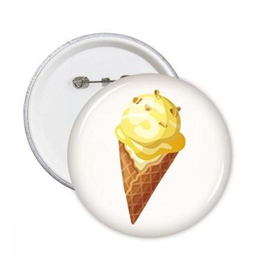 Imagem de Broche redondo com estampa de amendoim amarelo doce sorvete, broches de crachá, botão, decoração de acessório, 5 peças