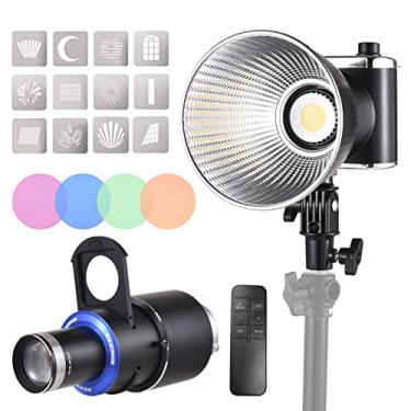 Imagem de Qudai Portátil 100W Focagem Luz de Vídeo COB Light Fotografia Luz Contínua 2800K-6500K Regulável com Snoot Óptico Cônico para Modelagem de Luz 4pcs Filtros de Cor 12pcs Placas Gráficas Pequeno
