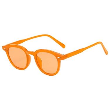 Imagem de Óculos de sol femininos redondos pequenos moda rebites rebites decoração óculos claros oceânicos lentes uv400 óculos de sol masculinos, laranja laranja, tamanho único